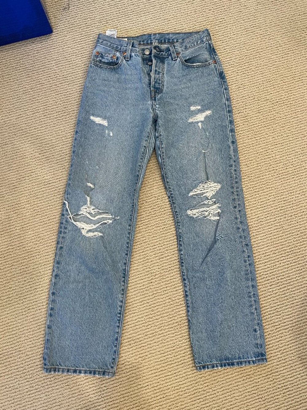 LEVI'S Distressed Light Wash 501 Jeans